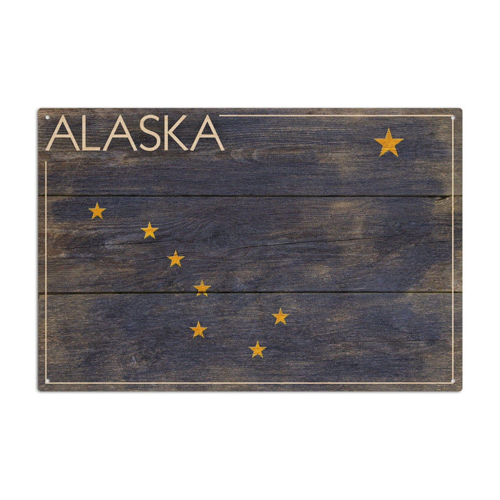 Alaska, Rustic State Flag, Lantern Press Artwork, Wood Signs and Postcards Wood Lantern Press 10 x 15 Wood Sign
