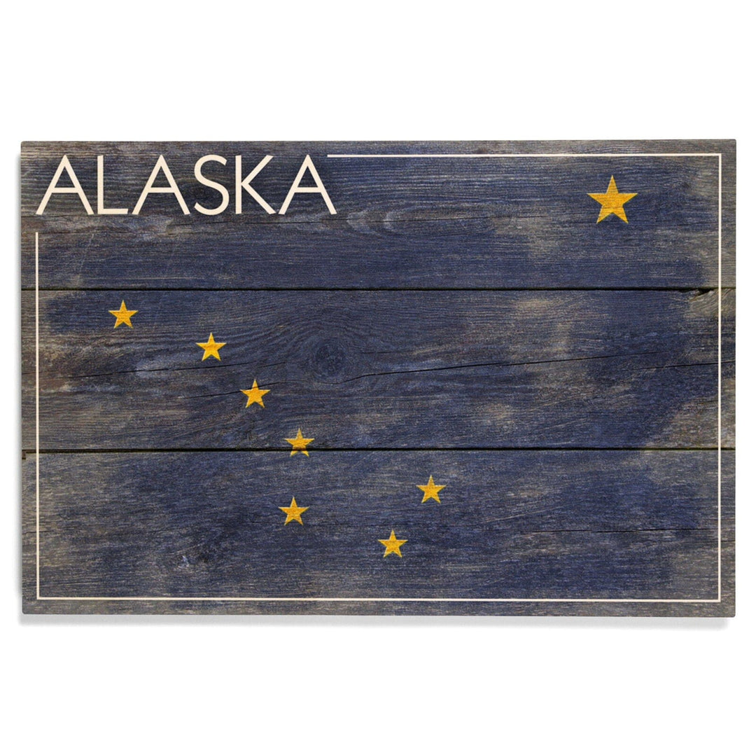 Alaska, Rustic State Flag, Lantern Press Artwork, Wood Signs and Postcards Wood Lantern Press