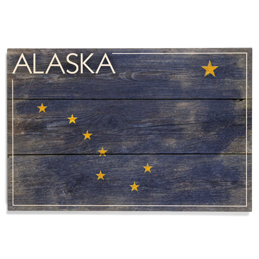 Alaska, Rustic State Flag, Lantern Press Artwork, Wood Signs and Postcards Wood Lantern Press