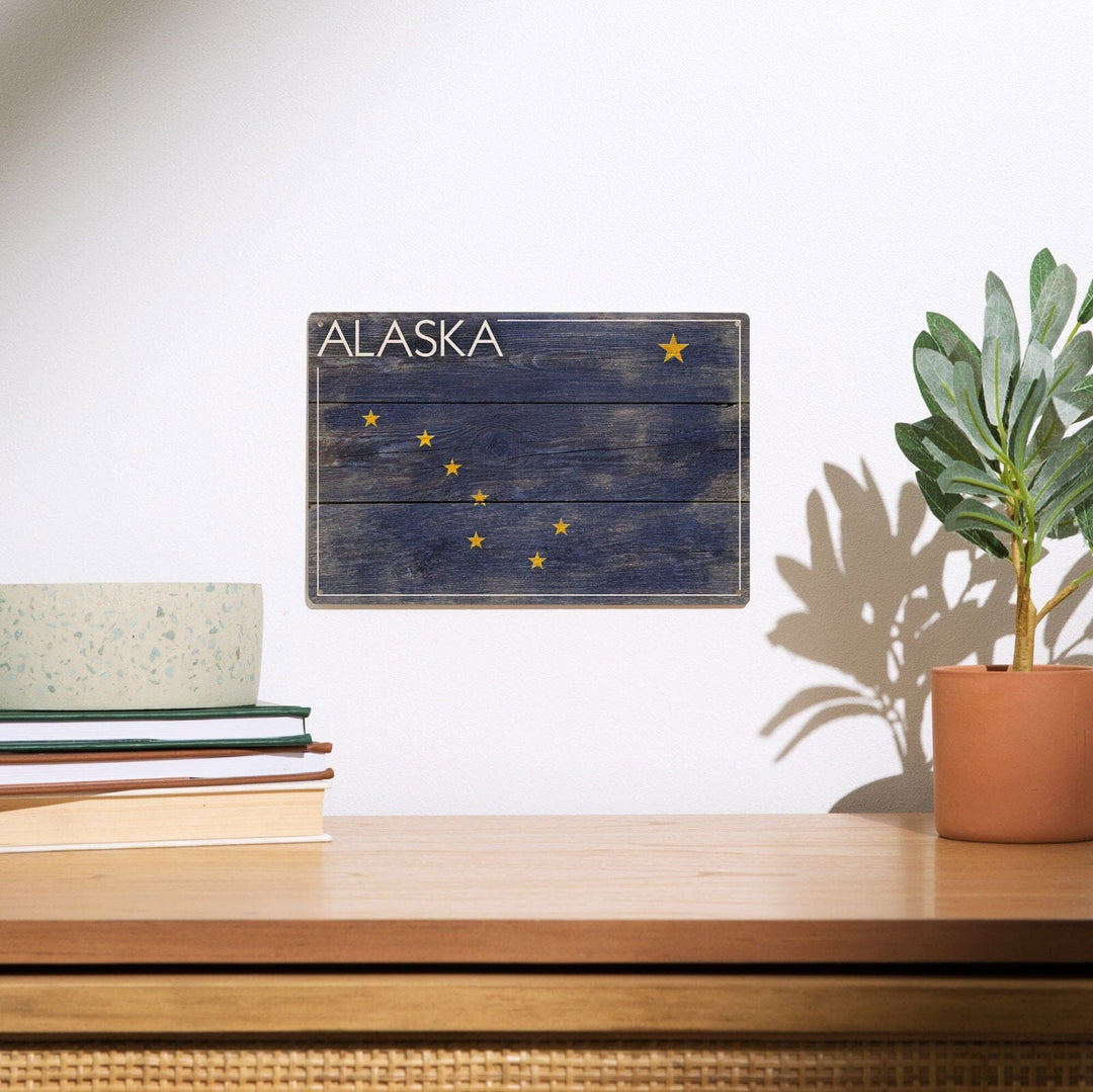 Alaska, Rustic State Flag, Lantern Press Artwork, Wood Signs and Postcards Wood Lantern Press