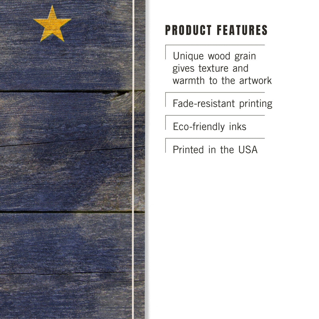 Alaska, Rustic State Flag, Lantern Press Artwork, Wood Signs and Postcards Wood Lantern Press