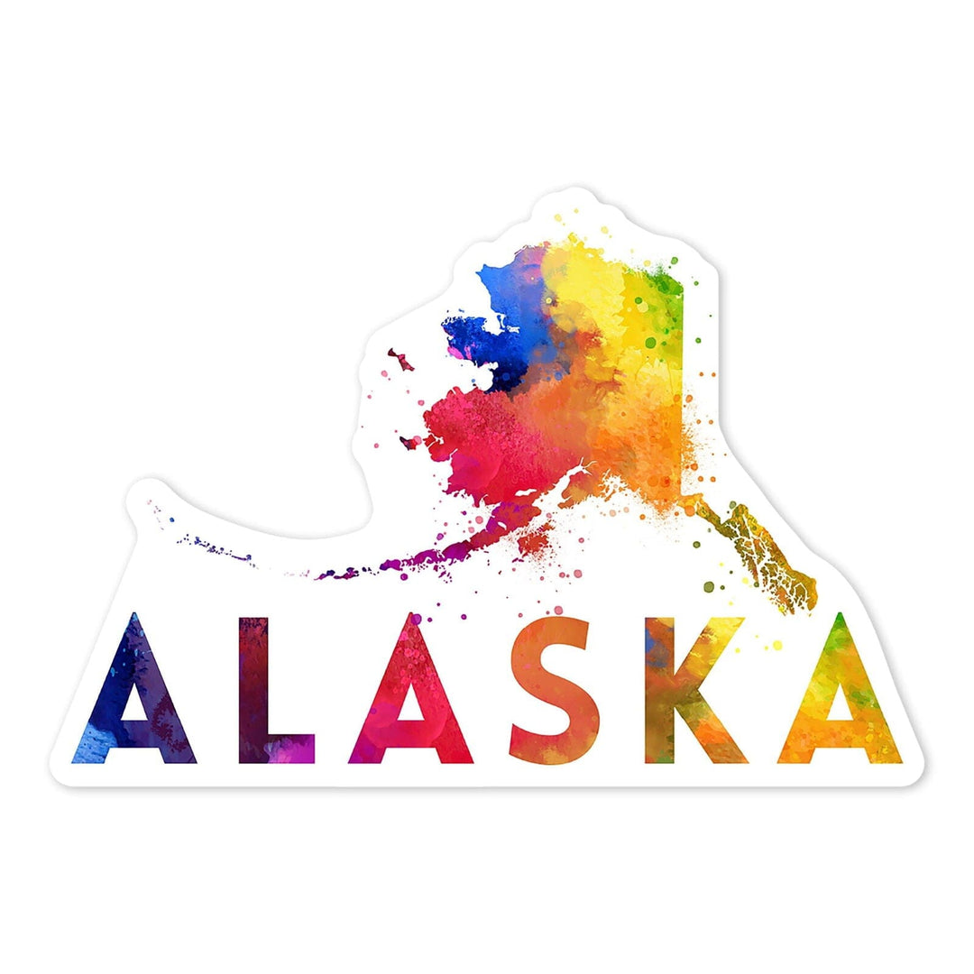 Alaska, State Abstract Watercolor, Contour, Lantern Press Artwork, Vinyl Sticker Sticker Lantern Press