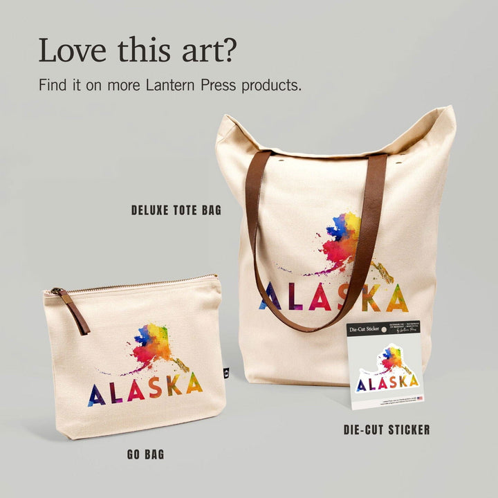 Alaska, State Abstract Watercolor, Contour, Lantern Press Artwork, Vinyl Sticker Sticker Lantern Press