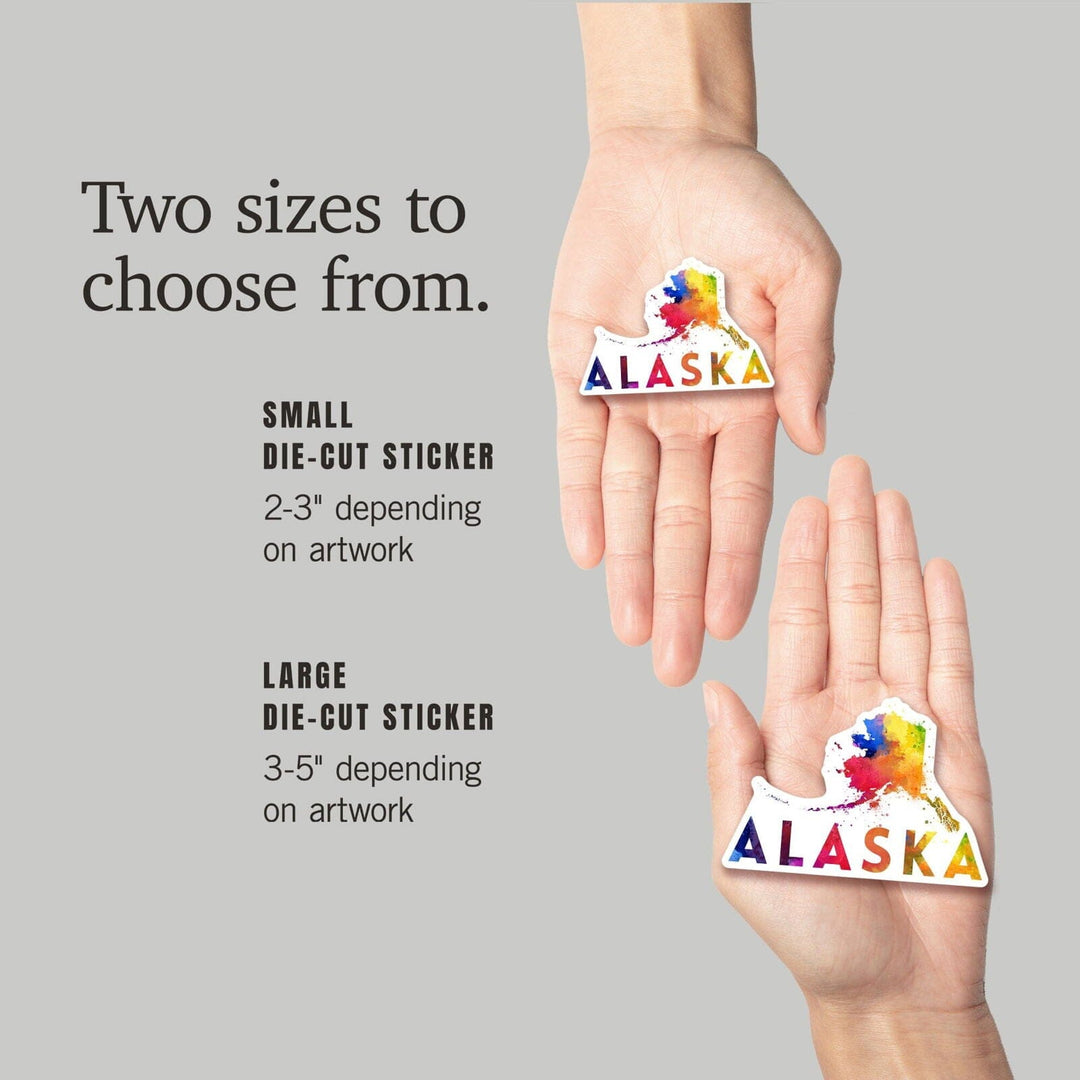Alaska, State Abstract Watercolor, Contour, Lantern Press Artwork, Vinyl Sticker Sticker Lantern Press