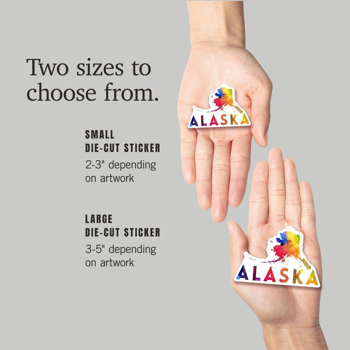 Alaska, State Abstract Watercolor, Contour, Lantern Press Artwork, Vinyl Sticker Sticker Lantern Press