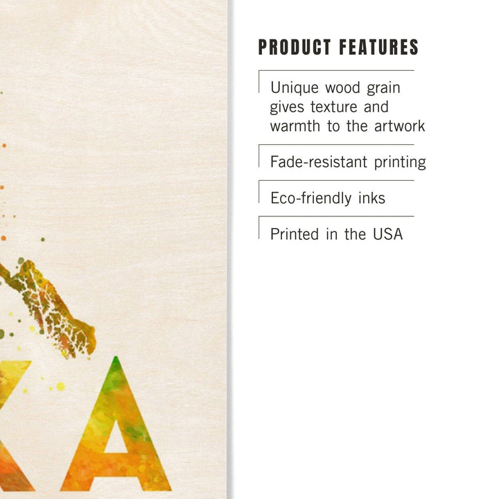 Alaska, State, Vibrant Watercolor, Lantern Press Artwork, Wood Signs and Postcards Wood Lantern Press