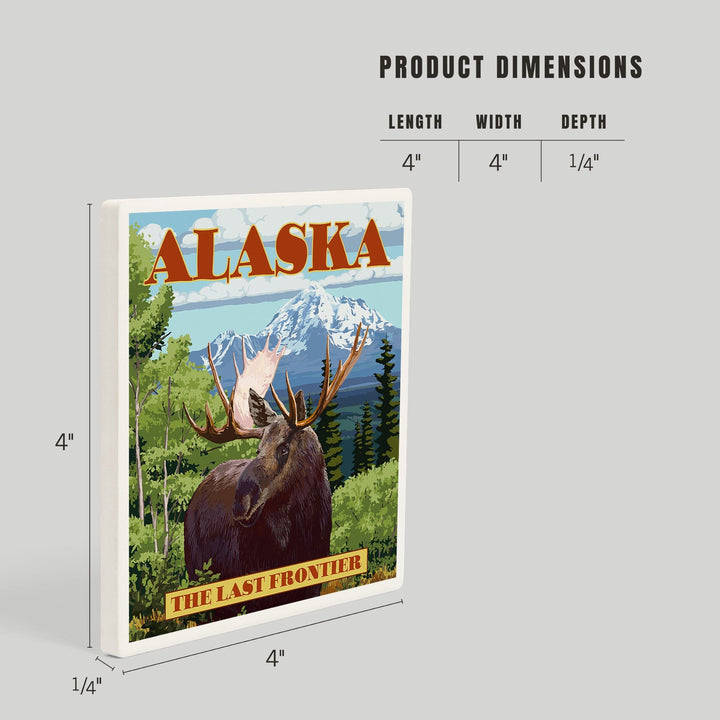 Alaska, The Last Frontier, Moose, Coasters Coasters Lantern Press