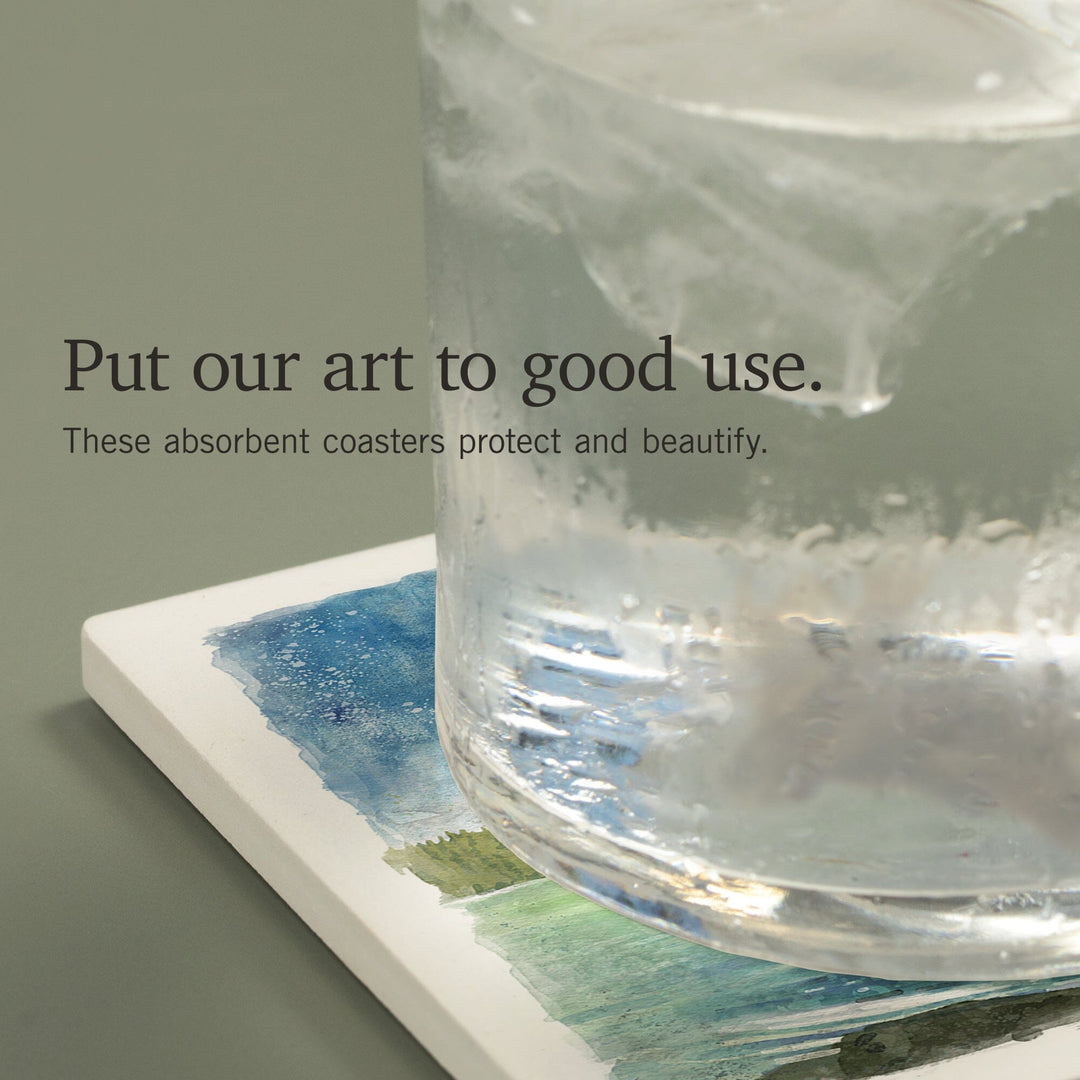 Alaska, Watercolor Study, Moose, Coasters Coasters Lantern Press