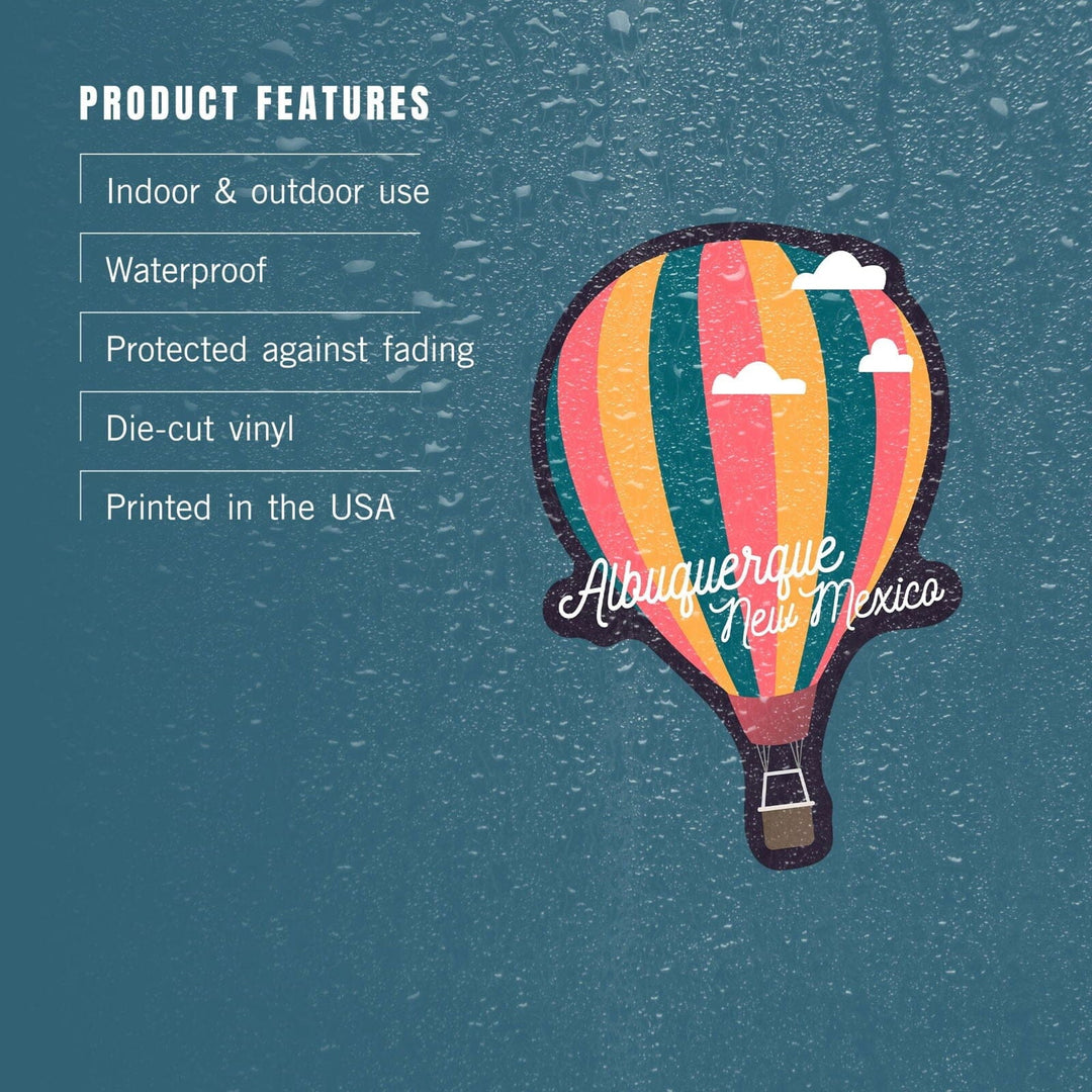 Albuquerque, New Mexico, Hot Air Balloon, Contour, Lantern Press Artwork, Vinyl Sticker Sticker Lantern Press
