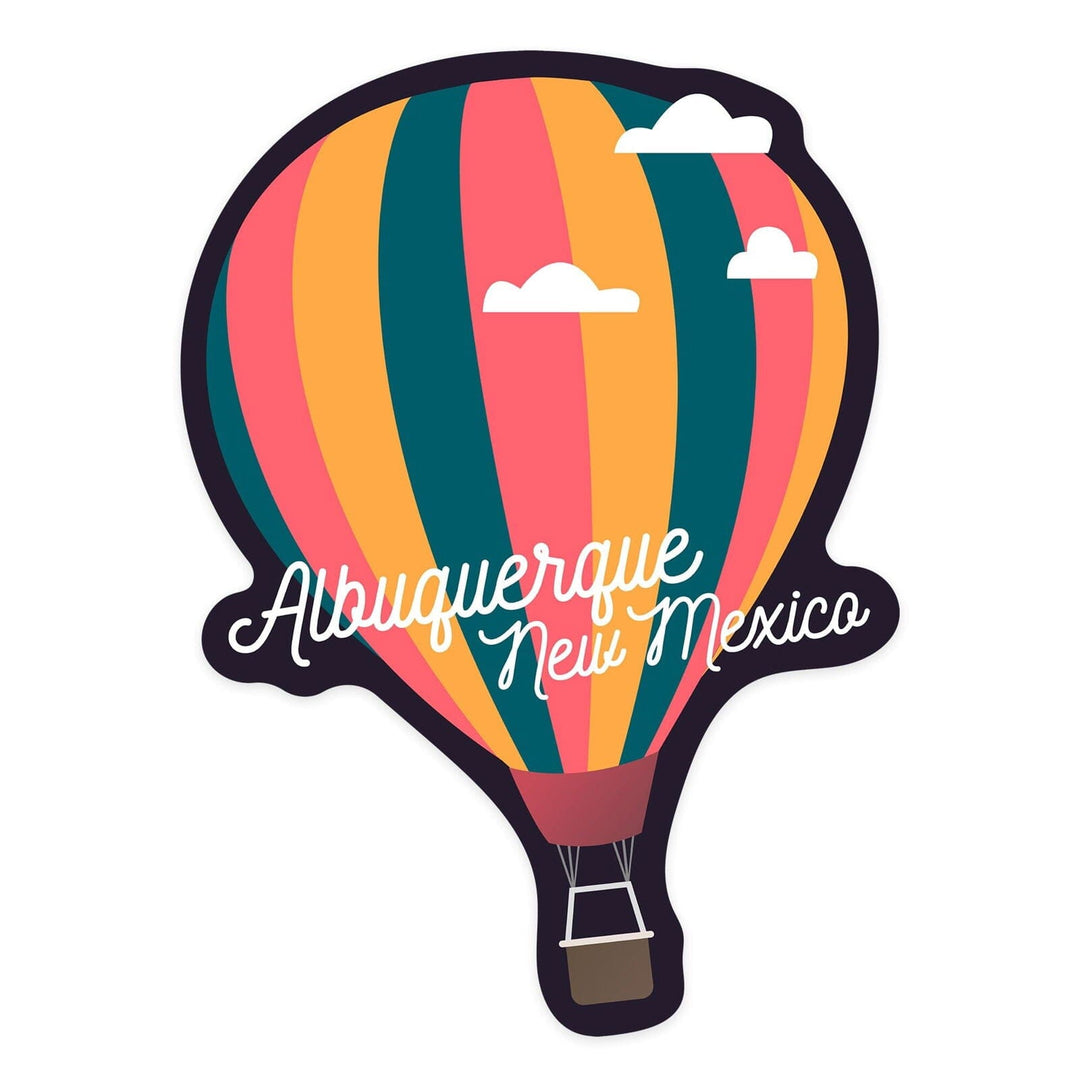 Albuquerque, New Mexico, Hot Air Balloon, Contour, Lantern Press Artwork, Vinyl Sticker Sticker Lantern Press