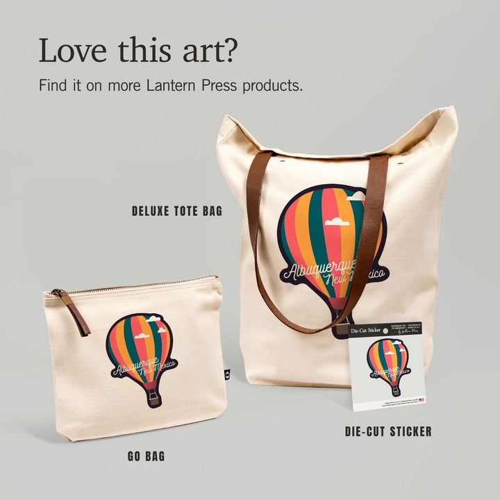 Albuquerque, New Mexico, Hot Air Balloon, Contour, Lantern Press Artwork, Vinyl Sticker Sticker Lantern Press