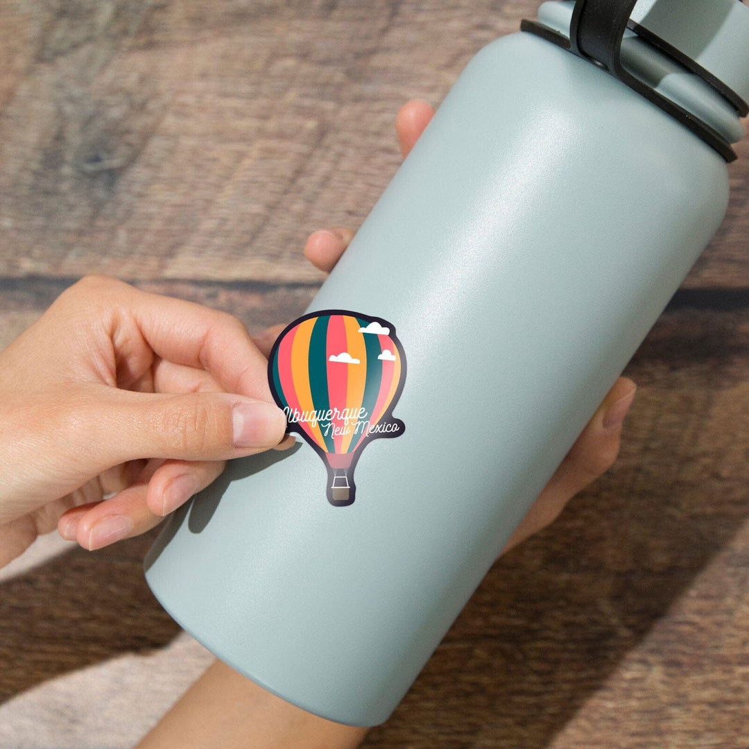 Albuquerque, New Mexico, Hot Air Balloon, Contour, Lantern Press Artwork, Vinyl Sticker Sticker Lantern Press