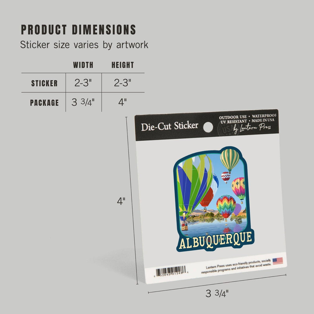 Albuquerque, New Mexico, Hot Air Balloons, Contour, Vinyl Sticker Sticker Lantern Press