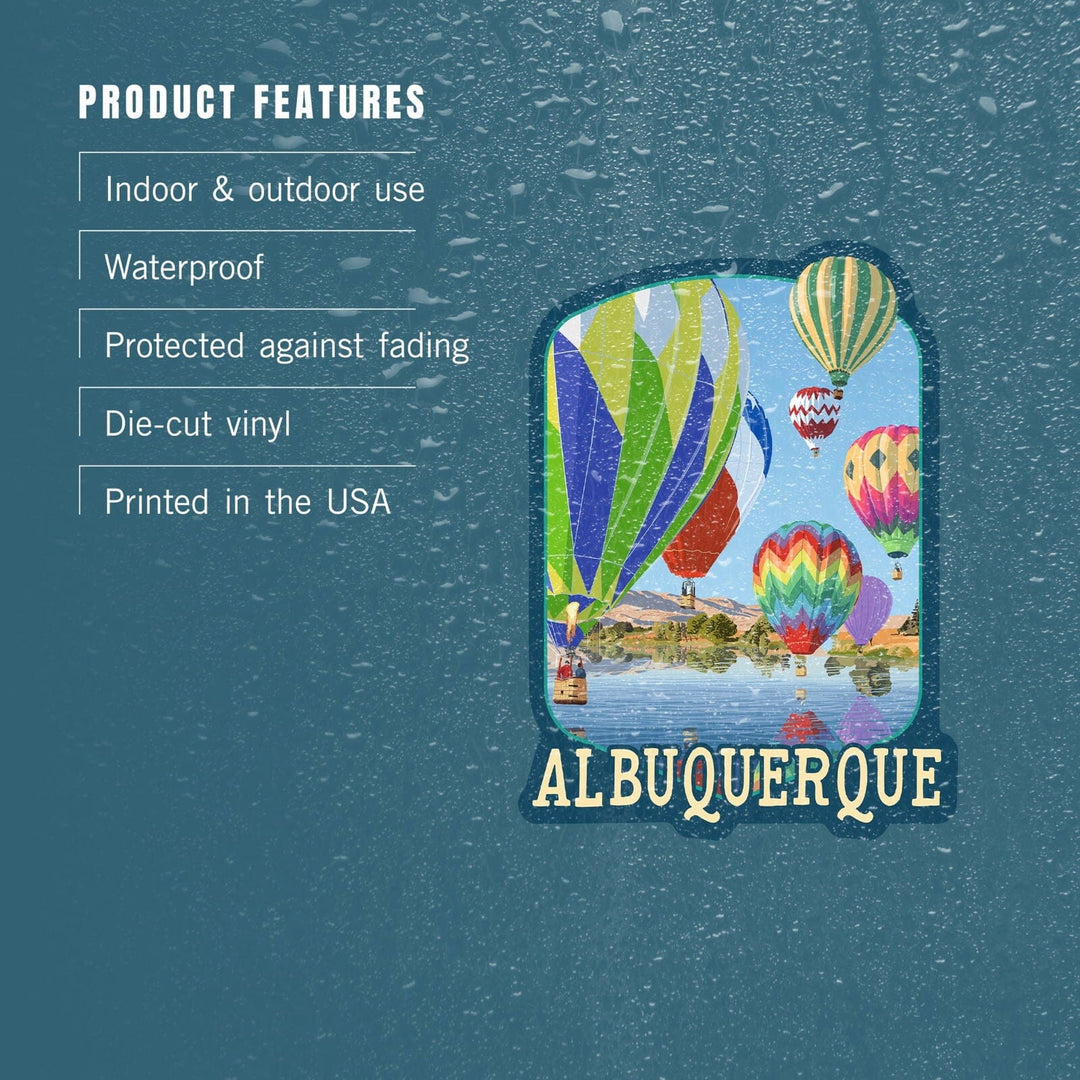 Albuquerque, New Mexico, Hot Air Balloons, Contour, Vinyl Sticker Sticker Lantern Press