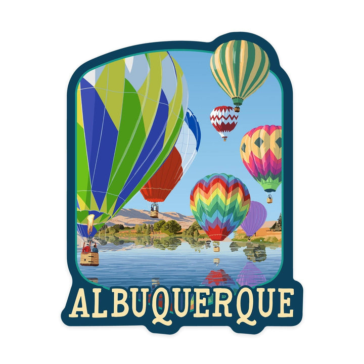 Albuquerque, New Mexico, Hot Air Balloons, Contour, Vinyl Sticker Sticker Lantern Press
