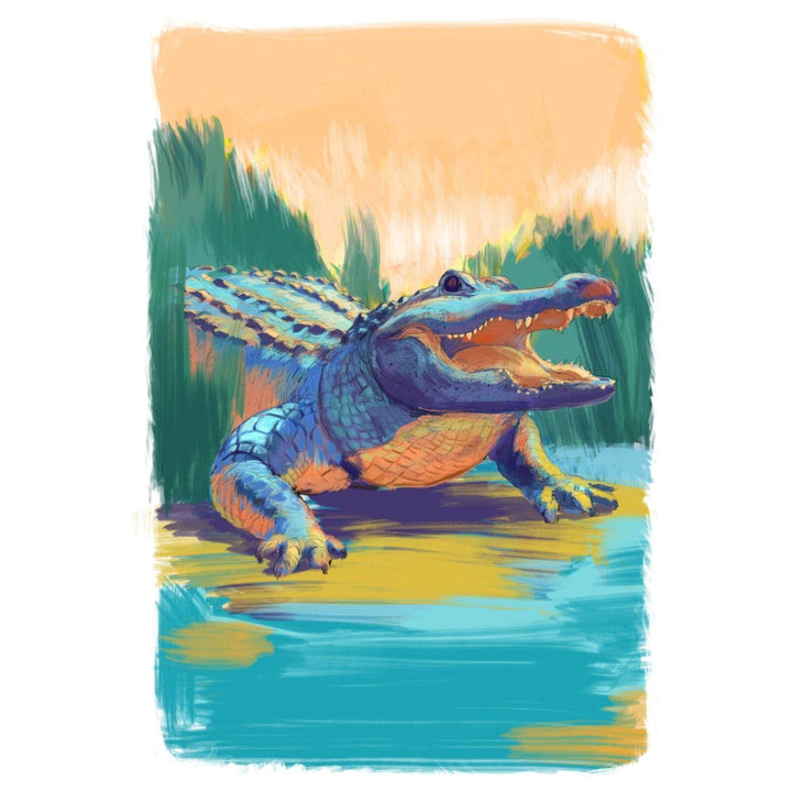 Alligator, Vivid, Lantern Press Artwork, Stretched Canvas Canvas Lantern Press