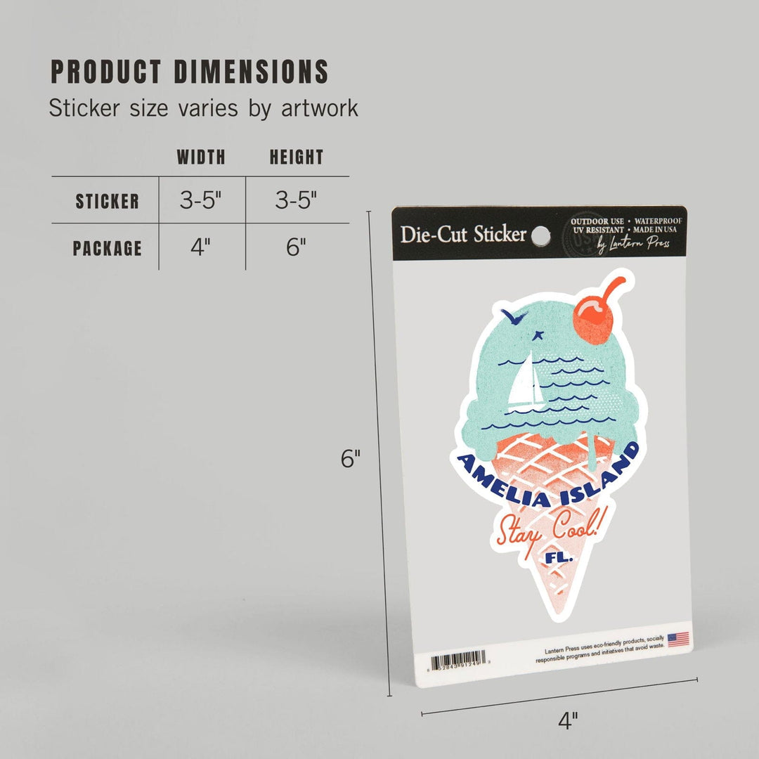 Amelia Island, Florida, Dockside Series, Stay Cool, Contour, Vinyl Sticker Sticker Lantern Press