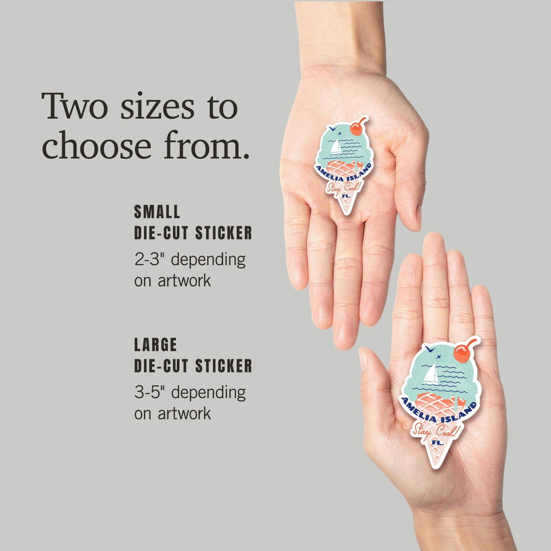 Amelia Island, Florida, Dockside Series, Stay Cool, Contour, Vinyl Sticker Sticker Lantern Press