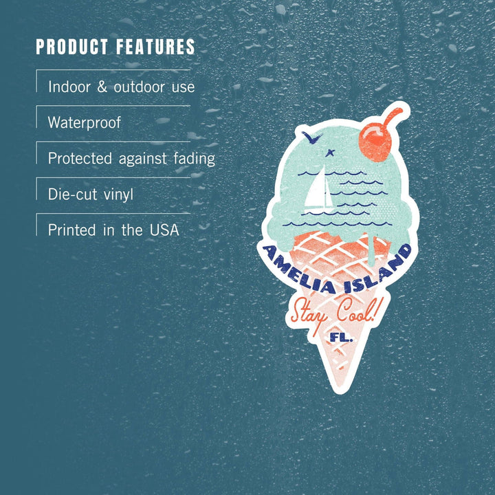 Amelia Island, Florida, Dockside Series, Stay Cool, Contour, Vinyl Sticker Sticker Lantern Press
