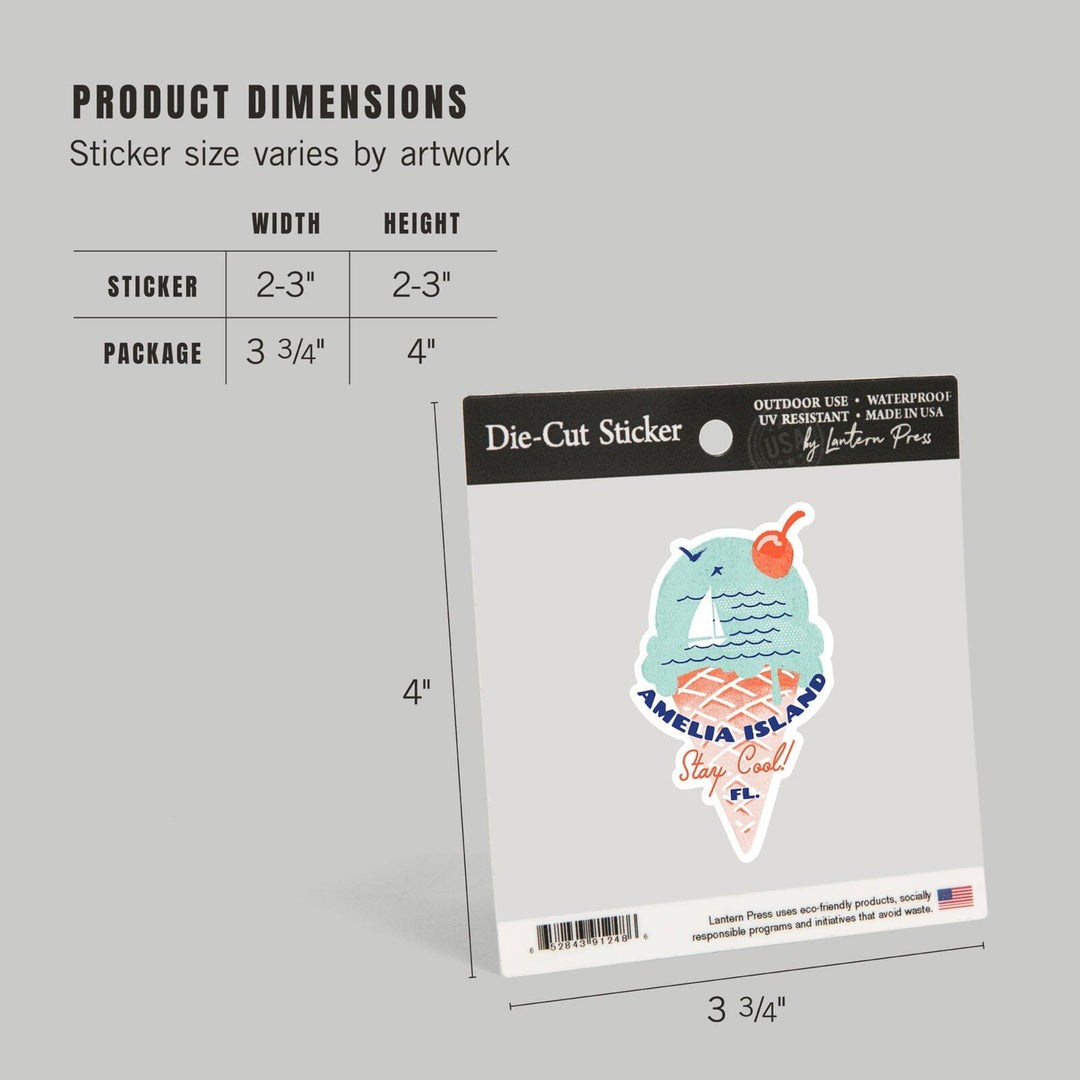 Amelia Island, Florida, Dockside Series, Stay Cool, Contour, Vinyl Sticker Sticker Lantern Press