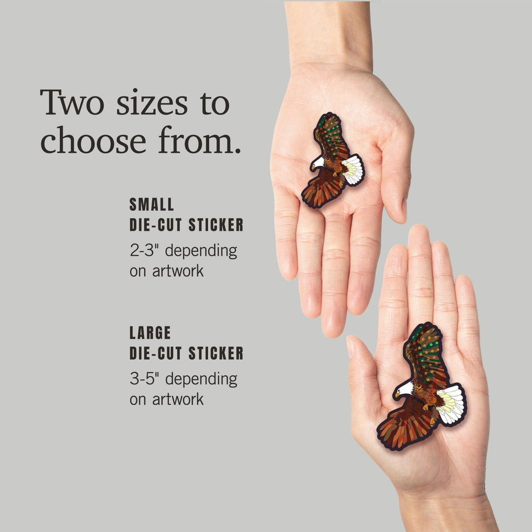 Americana, Soaring Eagle, Contour, Vinyl Sticker Sticker Lantern Press