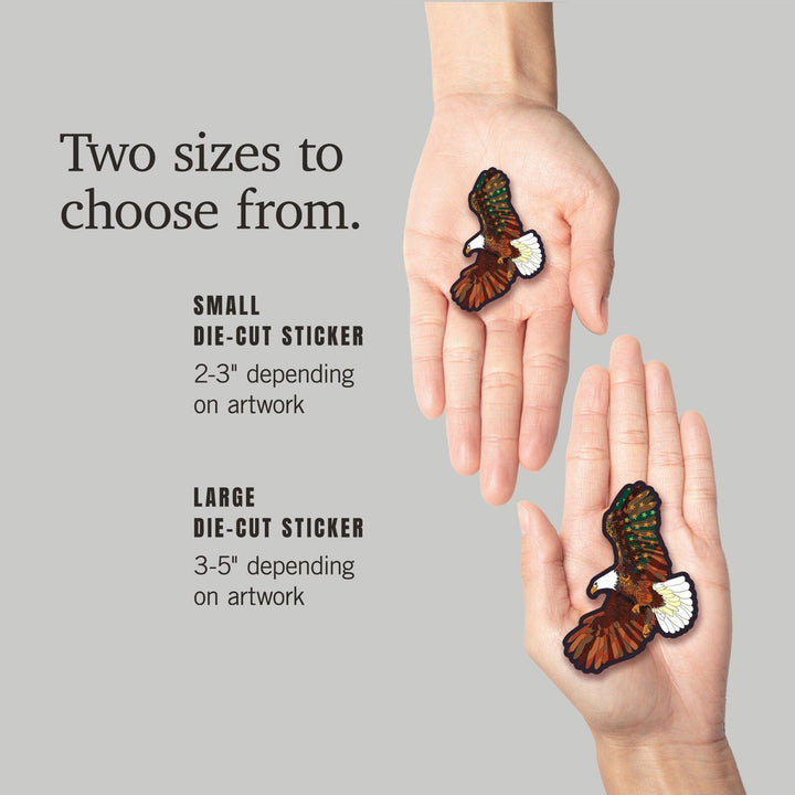 Americana, Soaring Eagle, Contour, Vinyl Sticker Sticker Lantern Press