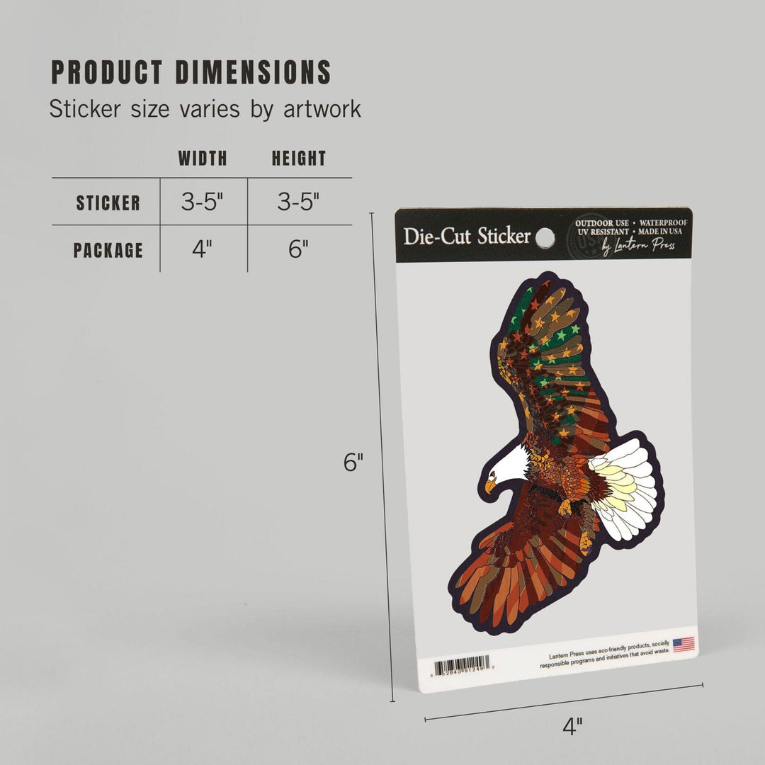 Americana, Soaring Eagle, Contour, Vinyl Sticker Sticker Lantern Press