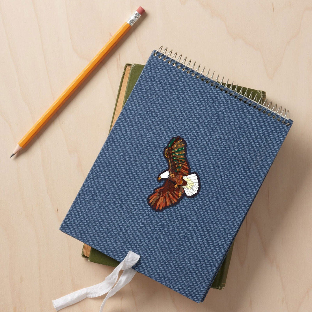 Americana, Soaring Eagle, Contour, Vinyl Sticker Sticker Lantern Press