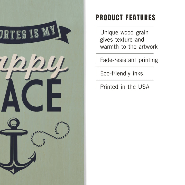 Anacortes, Washington, My Happy Place, Wood Signs and Postcards Wood Lantern Press