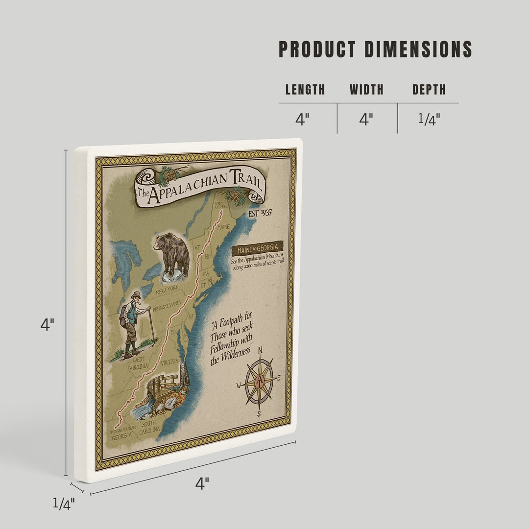 Appalachian Trail Map, Coasters Coasters Lantern Press