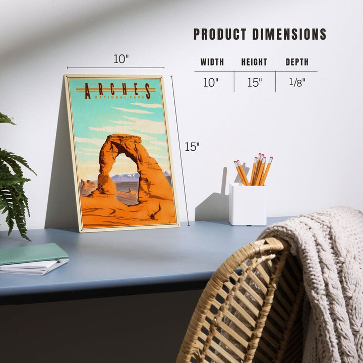 Arches National Park, Lithograph, Lantern Press Artwork, Wood Signs and Postcards Wood Lantern Press
