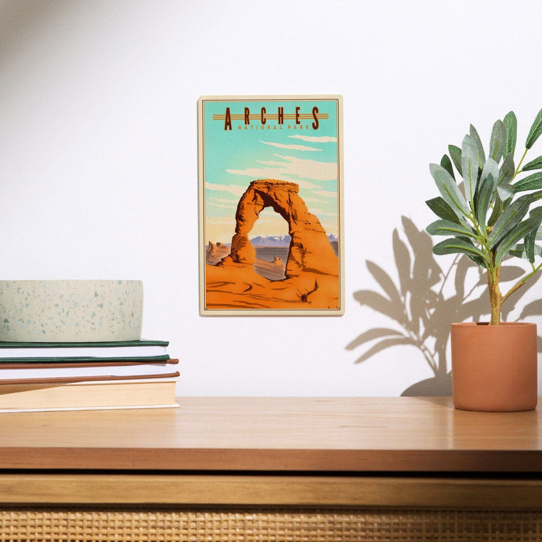 Arches National Park, Lithograph, Lantern Press Artwork, Wood Signs and Postcards Wood Lantern Press