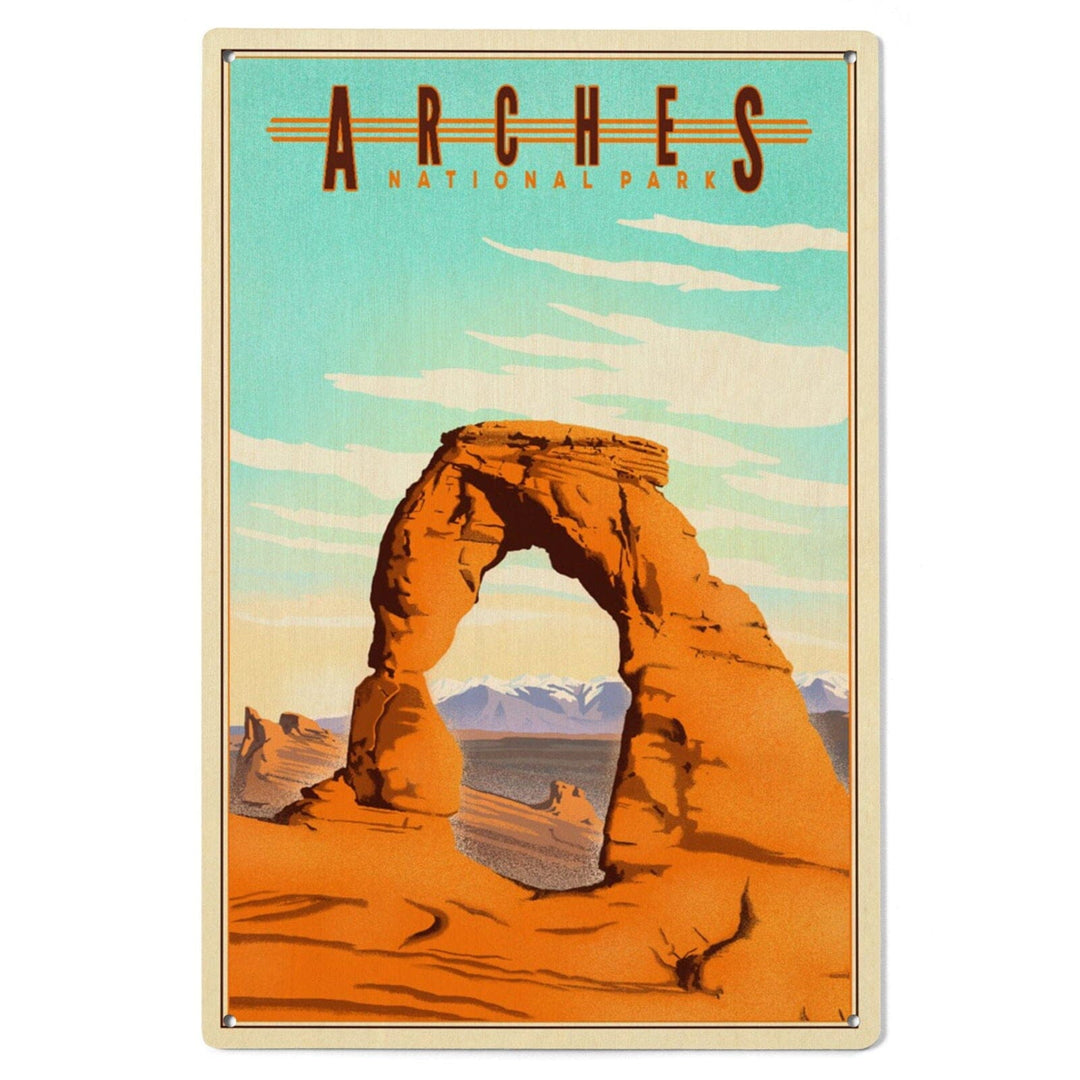 Arches National Park, Lithograph, Lantern Press Artwork, Wood Signs and Postcards Wood Lantern Press