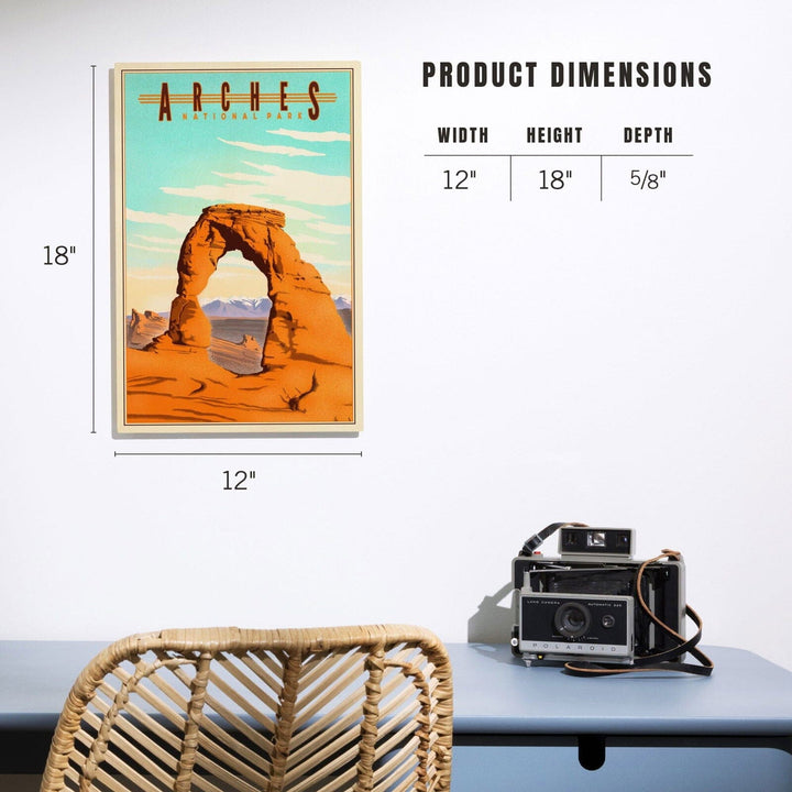 Arches National Park, Lithograph, Lantern Press Artwork, Wood Signs and Postcards Wood Lantern Press