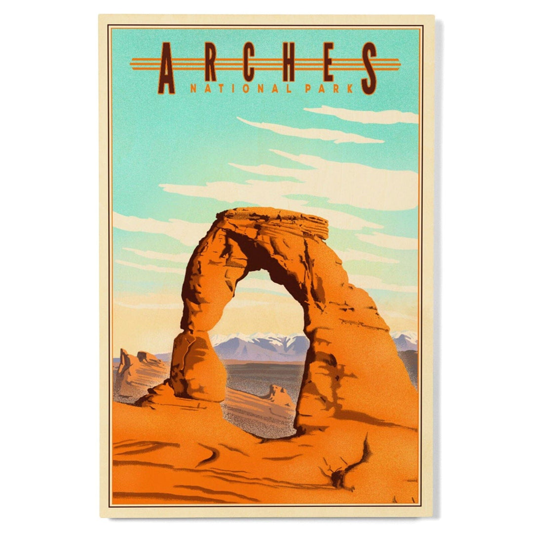 Arches National Park, Lithograph, Lantern Press Artwork, Wood Signs and Postcards Wood Lantern Press