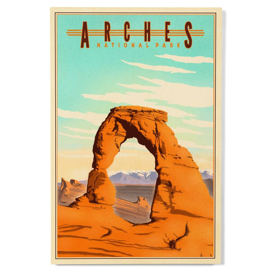 Arches National Park, Lithograph, Lantern Press Artwork, Wood Signs and Postcards Wood Lantern Press