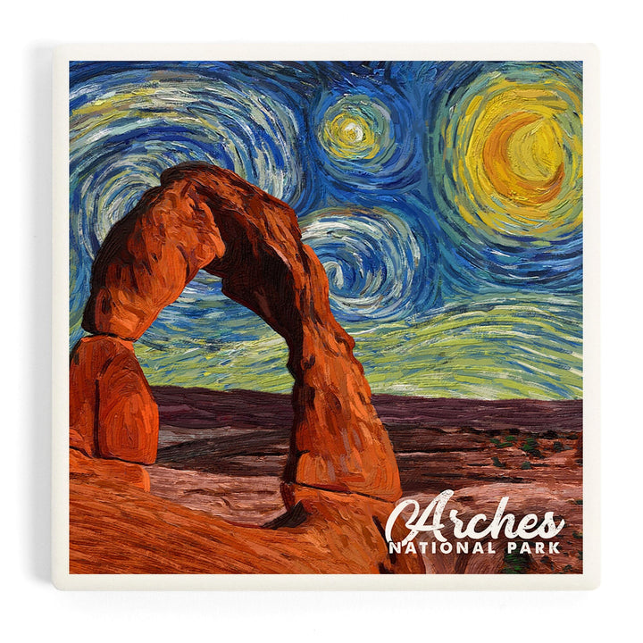 Arches National Park, Starry Night Series, Delicate Arch, Coasters Coasters Lantern Press