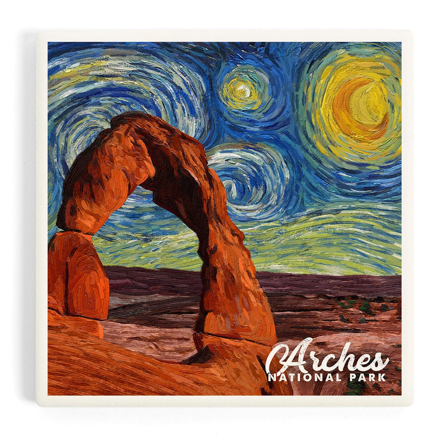 Arches National Park, Starry Night Series, Delicate Arch, Coasters Coasters Lantern Press