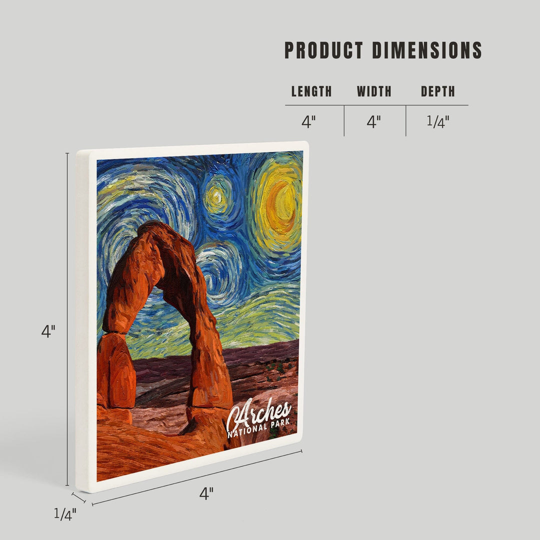 Arches National Park, Starry Night Series, Delicate Arch, Coasters Coasters Lantern Press