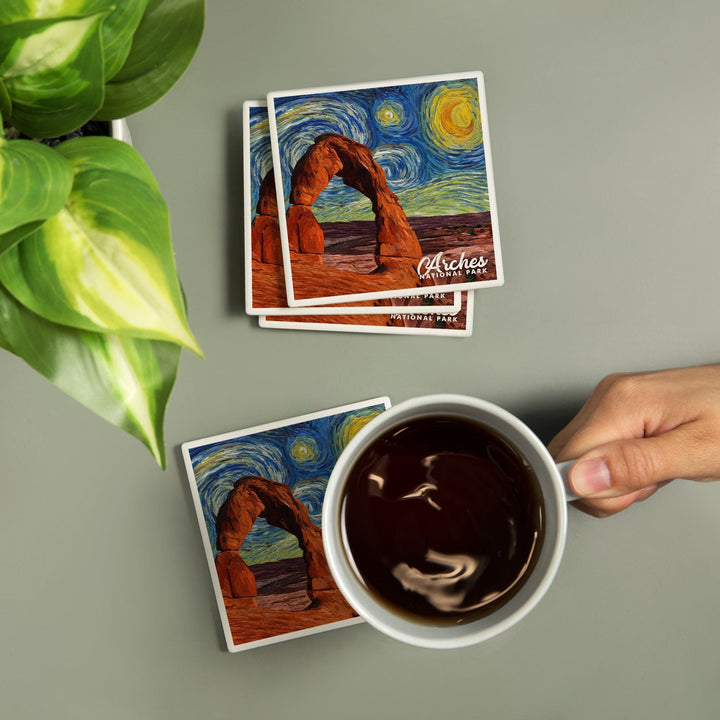 Arches National Park, Starry Night Series, Delicate Arch, Coasters Coasters Lantern Press