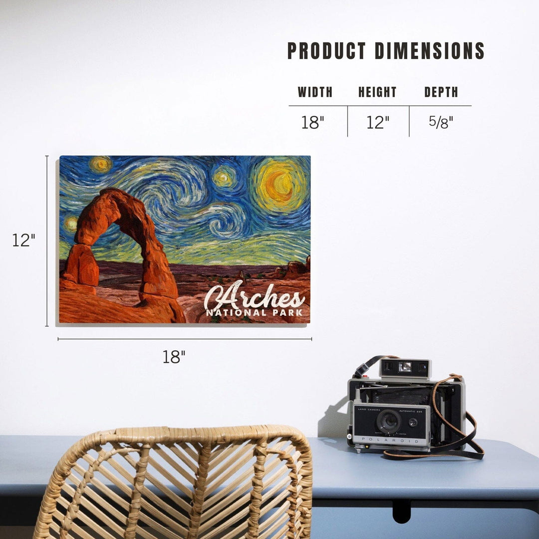 Arches National Park, Starry Night Series, Delicate Arch, Lantern Press Artwork, Wood Signs and Postcards Wood Lantern Press