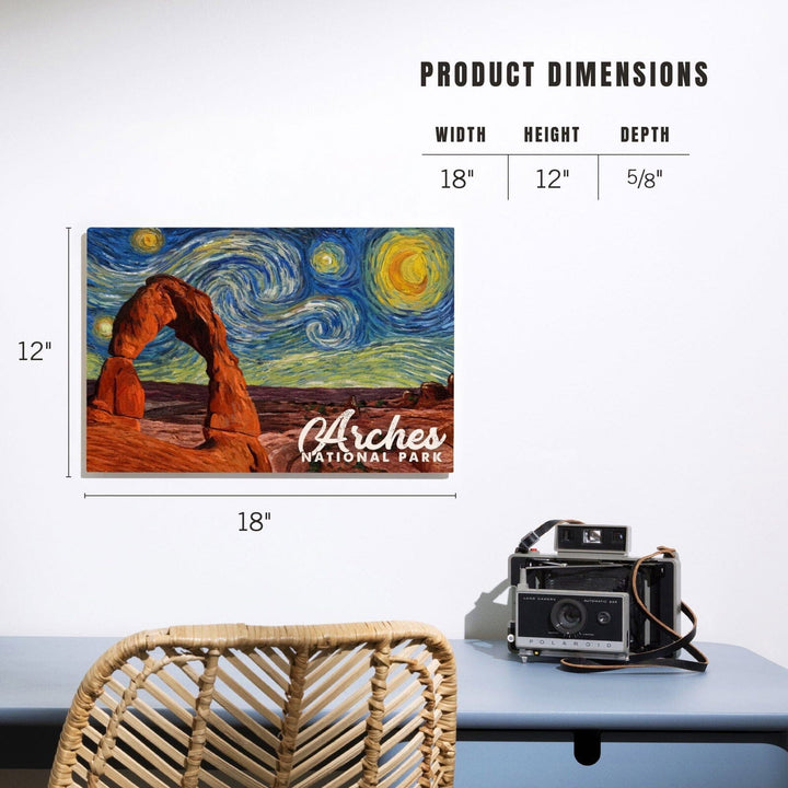Arches National Park, Starry Night Series, Delicate Arch, Lantern Press Artwork, Wood Signs and Postcards Wood Lantern Press
