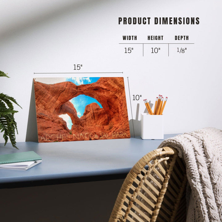 Arches National Park, Utah, Daytime Blue Sky, Lantern Press Photography, Wood Signs and Postcards Wood Lantern Press