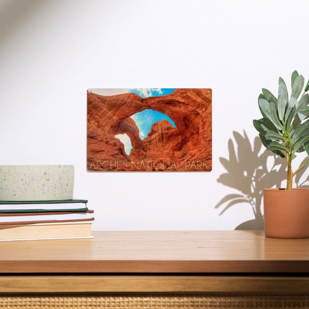 Arches National Park, Utah, Daytime Blue Sky, Lantern Press Photography, Wood Signs and Postcards Wood Lantern Press