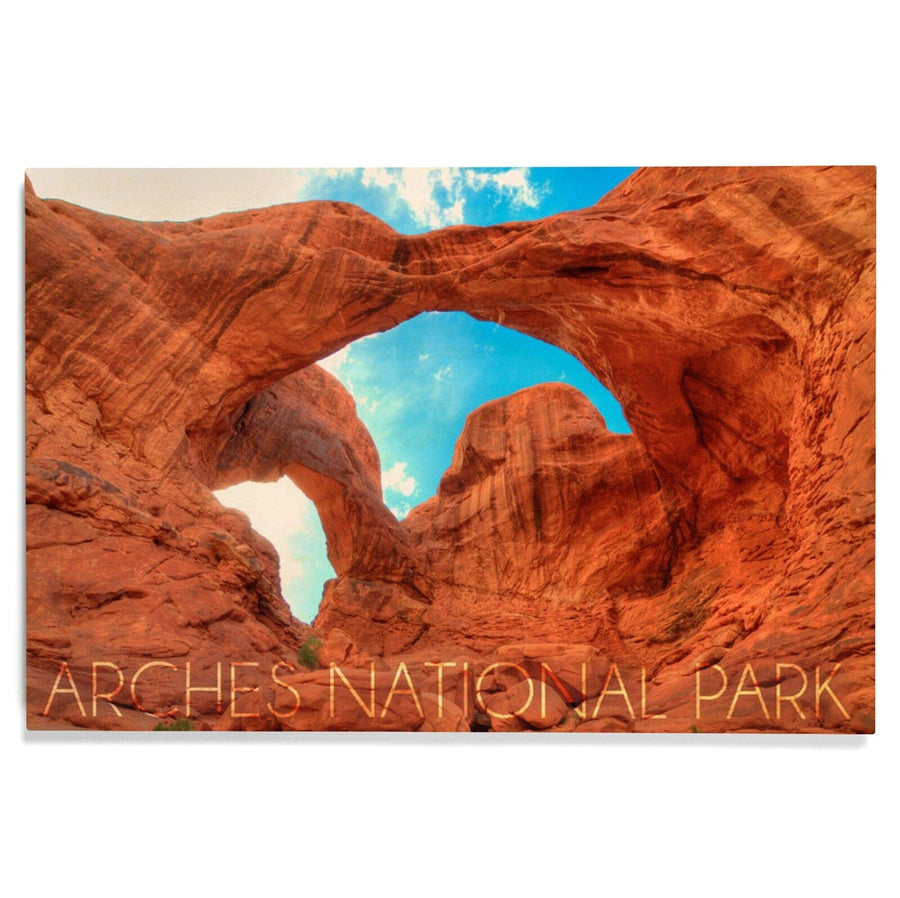 Arches National Park, Utah, Daytime Blue Sky, Lantern Press Photography, Wood Signs and Postcards Wood Lantern Press
