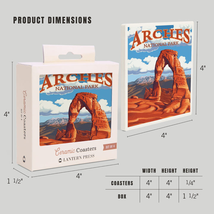 Arches National Park, Utah, Delicate Arch, Day Scene, Coasters Coasters Lantern Press