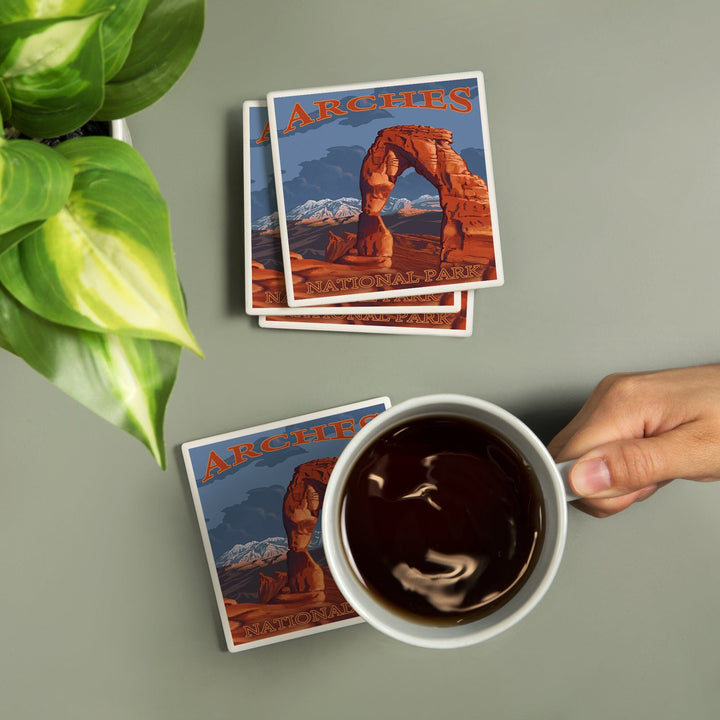 Arches National Park, Utah, Delicate Arch, Painterly Series, Coasters Coasters Lantern Press