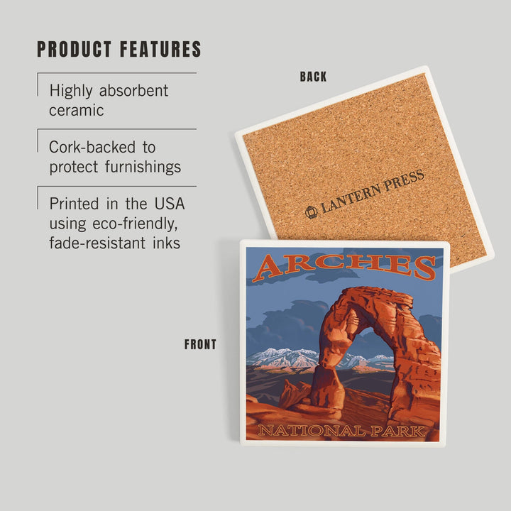 Arches National Park, Utah, Delicate Arch, Painterly Series, Coasters Coasters Lantern Press