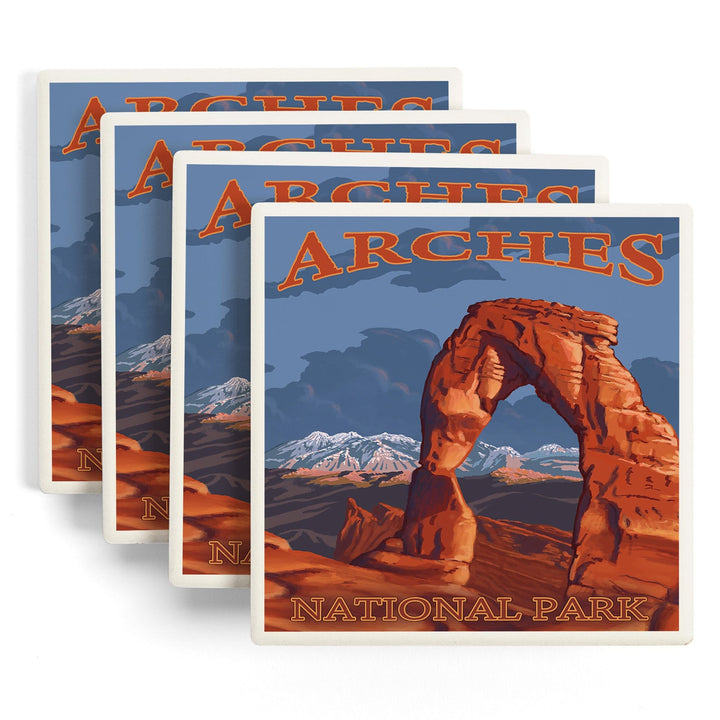 Arches National Park, Utah, Delicate Arch, Painterly Series, Coasters Coasters Lantern Press