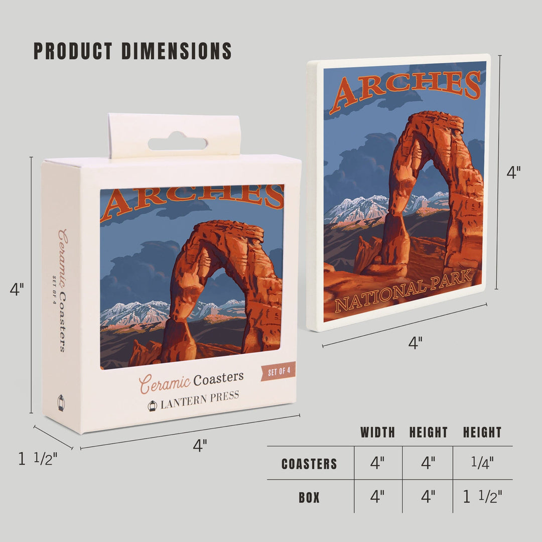 Arches National Park, Utah, Delicate Arch, Painterly Series, Coasters Coasters Lantern Press